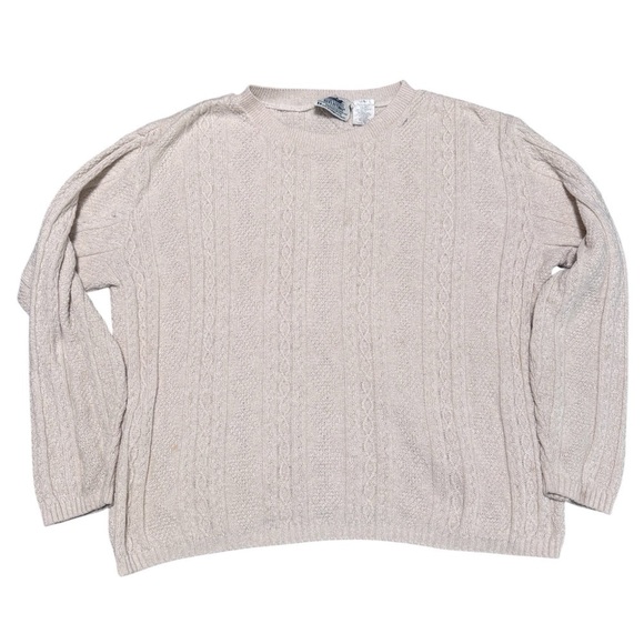 Northern Reflections Sweaters - Northern Reflections Beige Cable Knit Sweater L Made in Canada